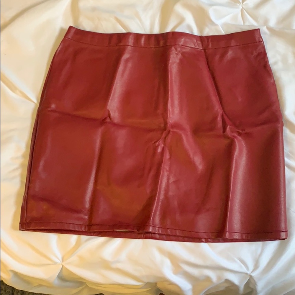 Red Pleather Forever 21 Skirt